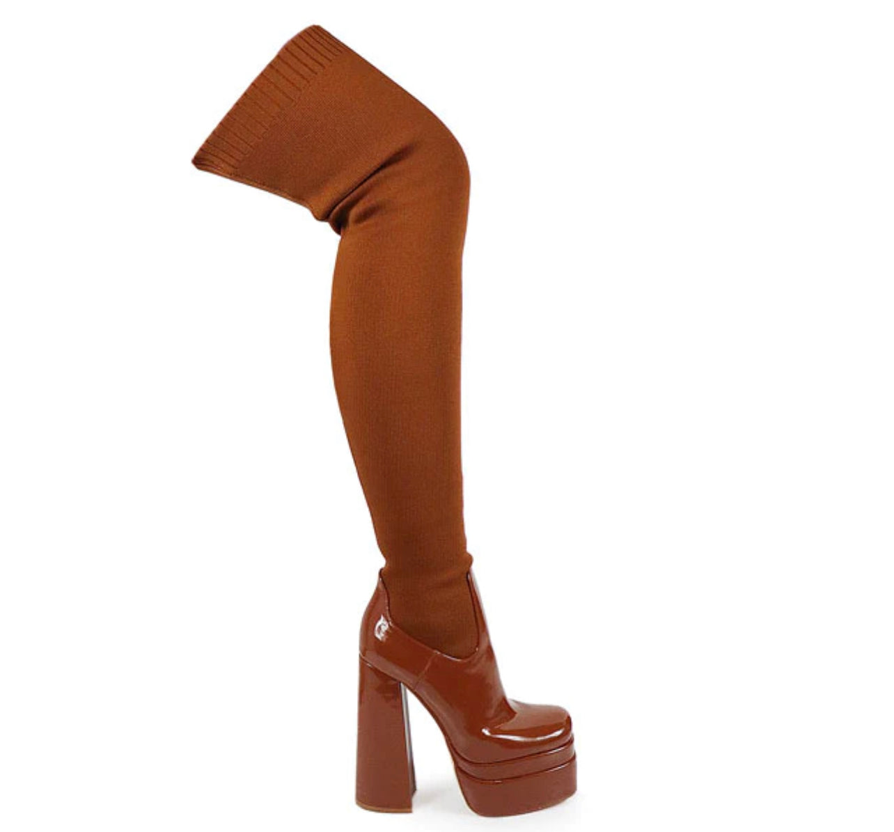 Chunky Block Thigh High Boots