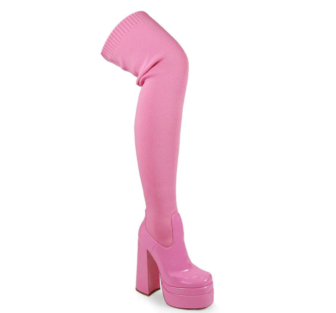  Chunky Block Thigh High Boots