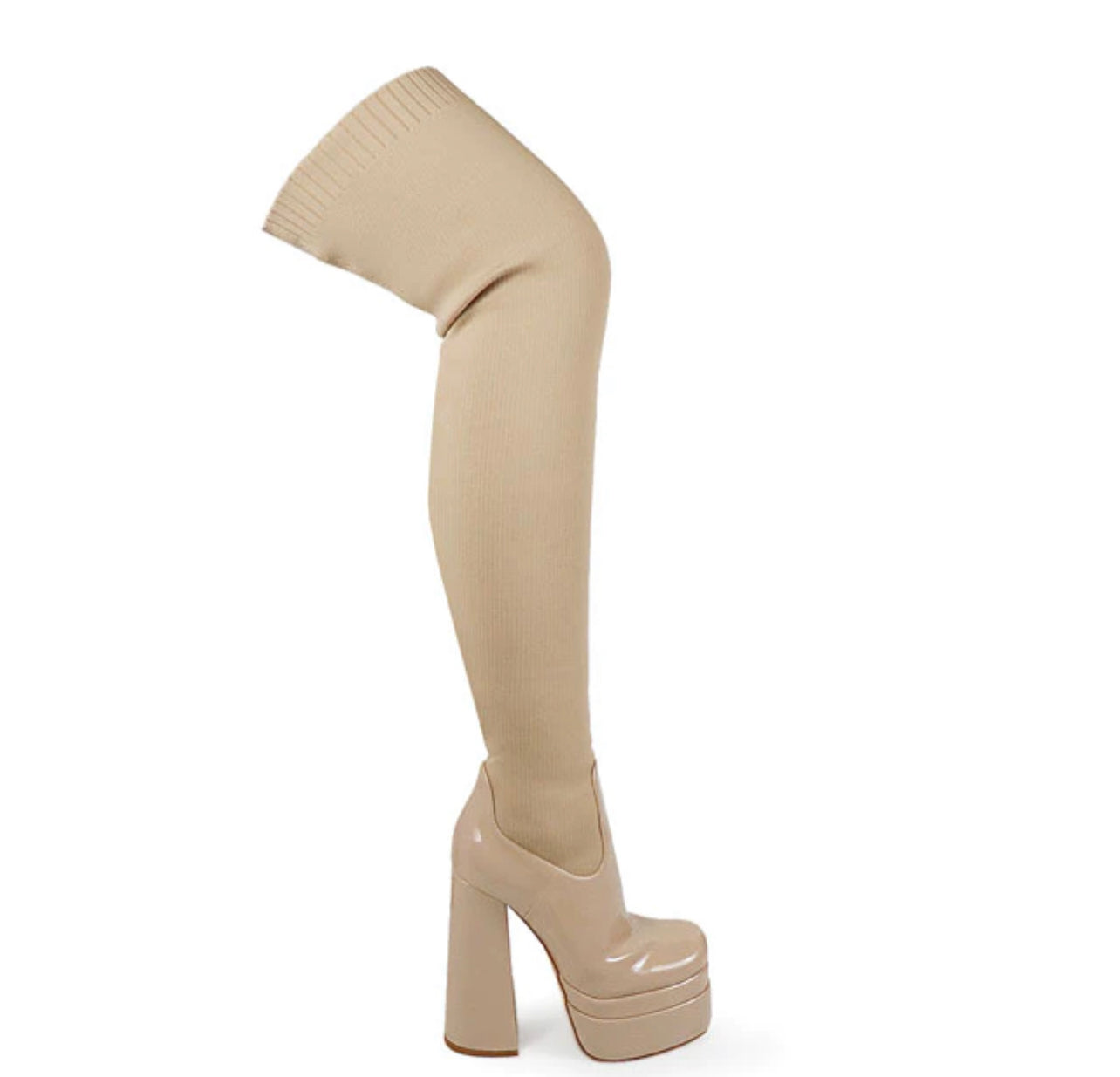  Chunky Block Thigh High Boots